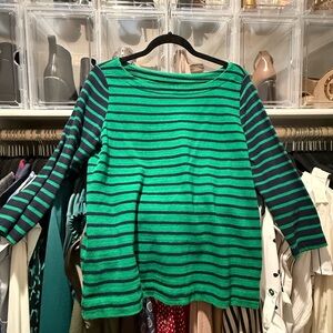 Striped Green and Blue 3/4 sleeve Sweater